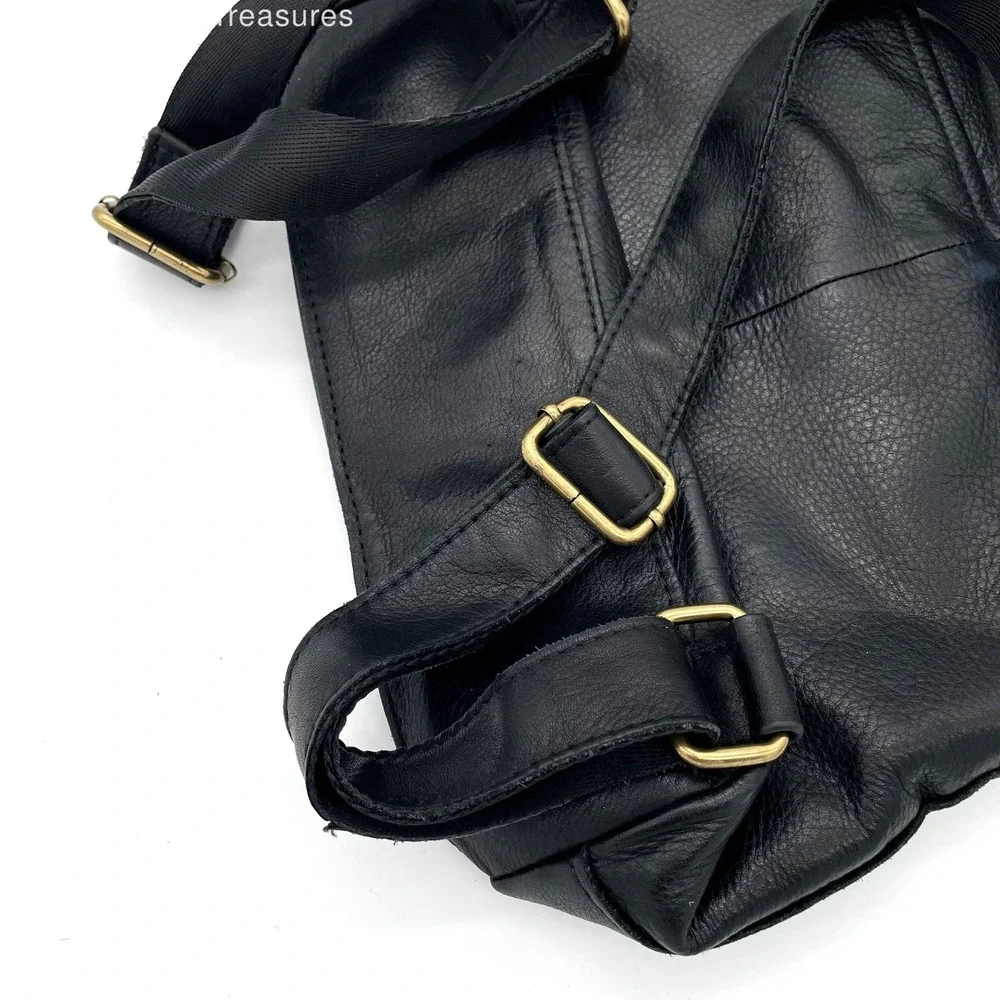 VTG American Leather Co. Black Leather Y2K Minimalist Capsule Unisex Backpack